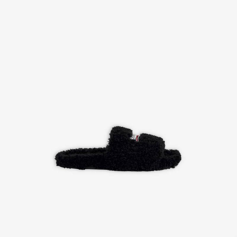 fumar auge Creo que Mujer Balenciaga Furry Slide Sandal para Mujer en Negro Negro | sandalias y  chanclas – Waedd